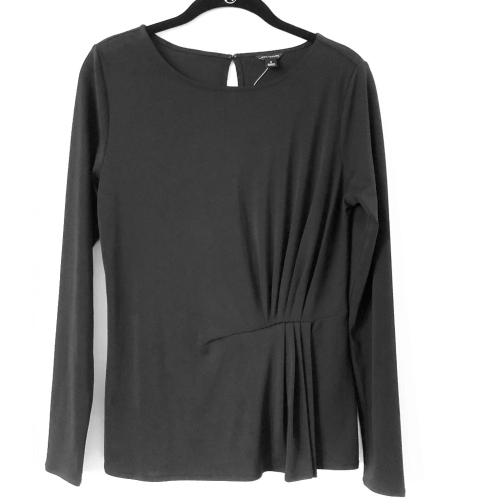 Black long-sleeve blouse from Ann Taylor.